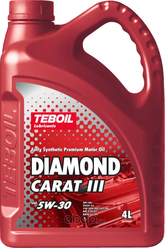 Масло моторное 5W30 синт. (4л) SN/С3 "TEBOIL Diamond Carat III"